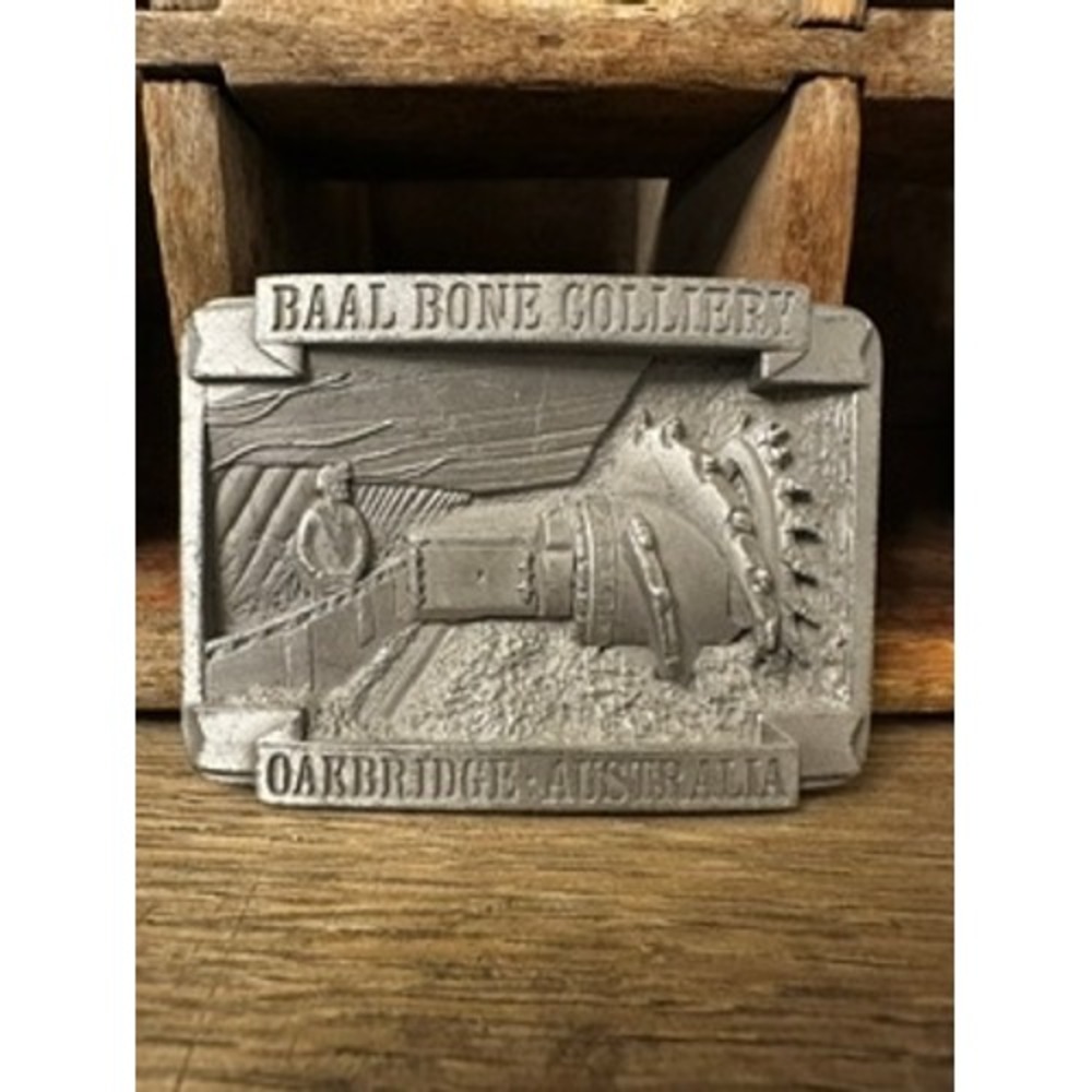 Vintage Baal Bone Colliery Oakbridge Australia Pewter Belt Buckle Benson House